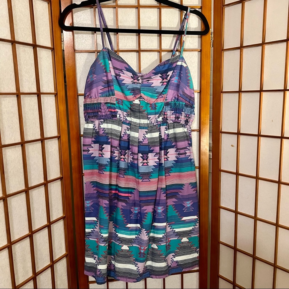 Billabong 100% Cotton Elasticized Spaghetti Strap Ruched Bust Mini Dress L